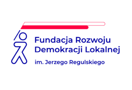 Logo FRDL Sylwetka ludzika z biało-czerwoną flagą